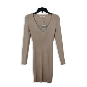 Missguided Tan Long sleeve mini dress